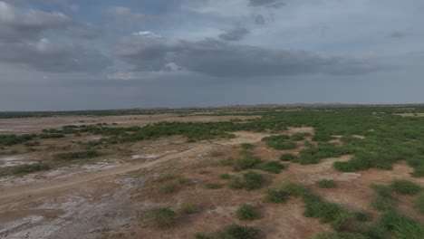 Aérea-Del-Paisaje-Verde-Rural-En-Nagarparkar,-Pakistán-Durante-El-Día