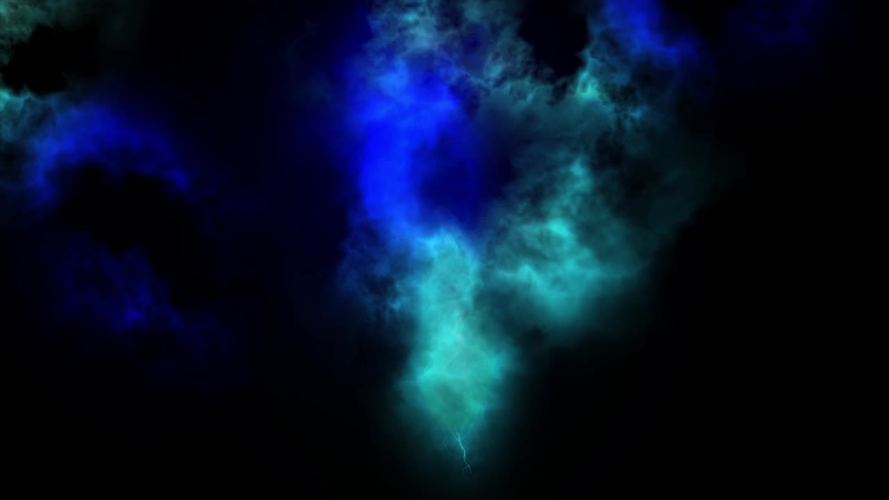 Colorful lightning, rainstorm animation. Isolated flash, thunderstorm bolt and electric power concept