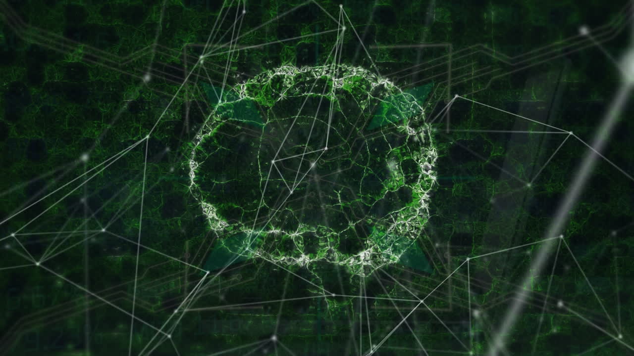 animación del cerebro digital a través de una red de conexiones