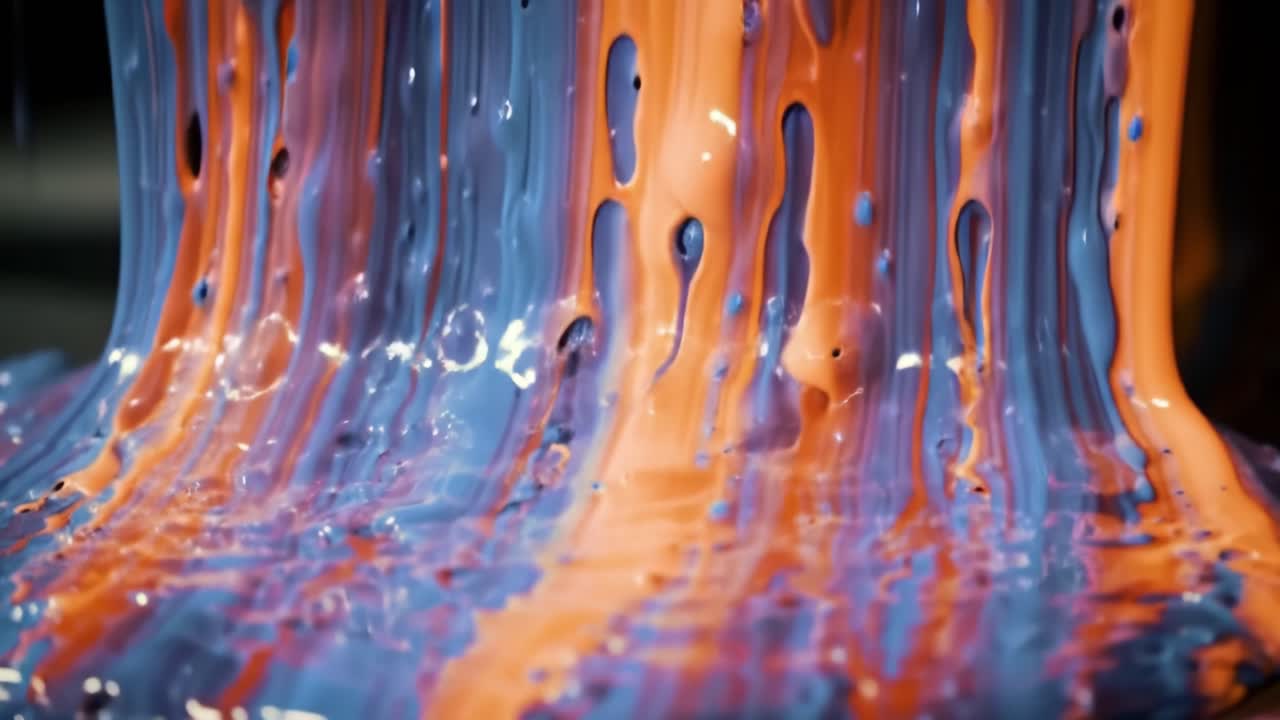 Capturing the Mesmerizing Flow of Vivid Paints as They Cascade and Blend Together, Creating a Beautiful Abstract Display of Textures and Colors