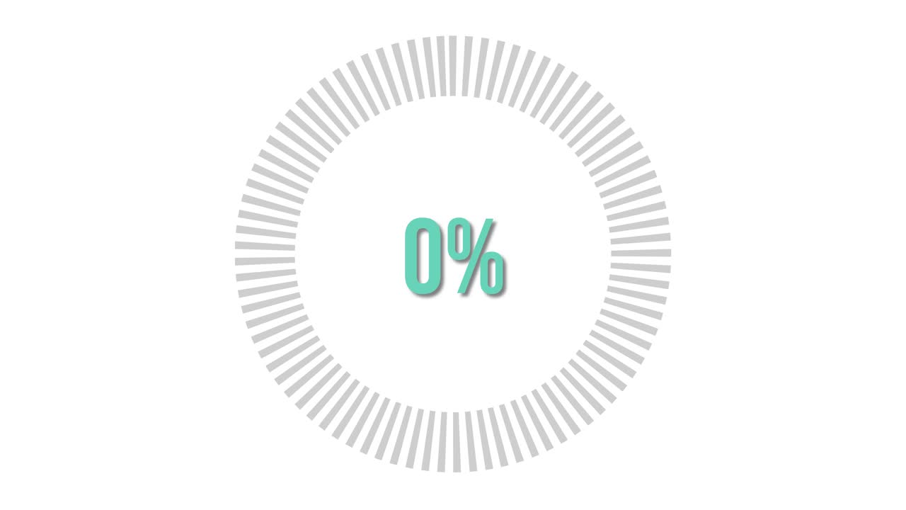 Circular progress bars increment from 10% to 100% with smooth transitions on a white background