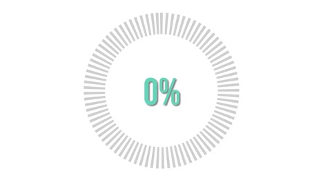 circular progress bars increment from 10% to 100% with smooth transitions on a white background