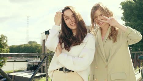 two friends having fun outdoors