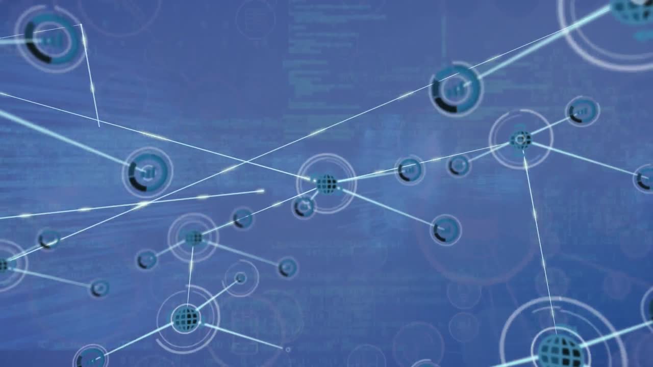 Animation of network of connections with digital icons