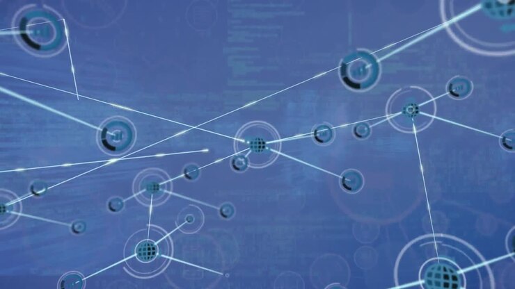 Animation of network of connections with digital icons