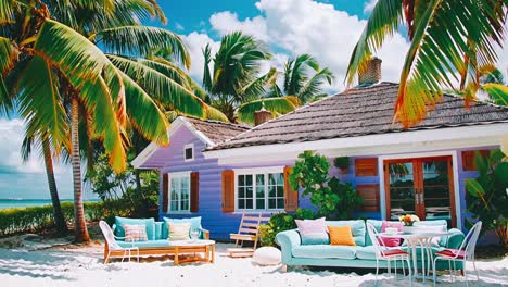 colorful beach house in paradise