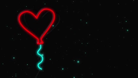 signo de neón que muestra un globo en forma de corazón