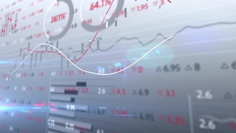 Analyzing financial graphs and data charts with fluctuating lines and numbers