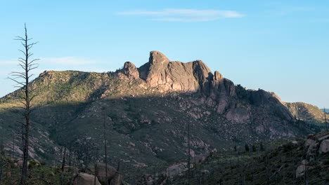 shadow creeps up mountain slope, famous sheeprock, san isabel, sunset timelapse