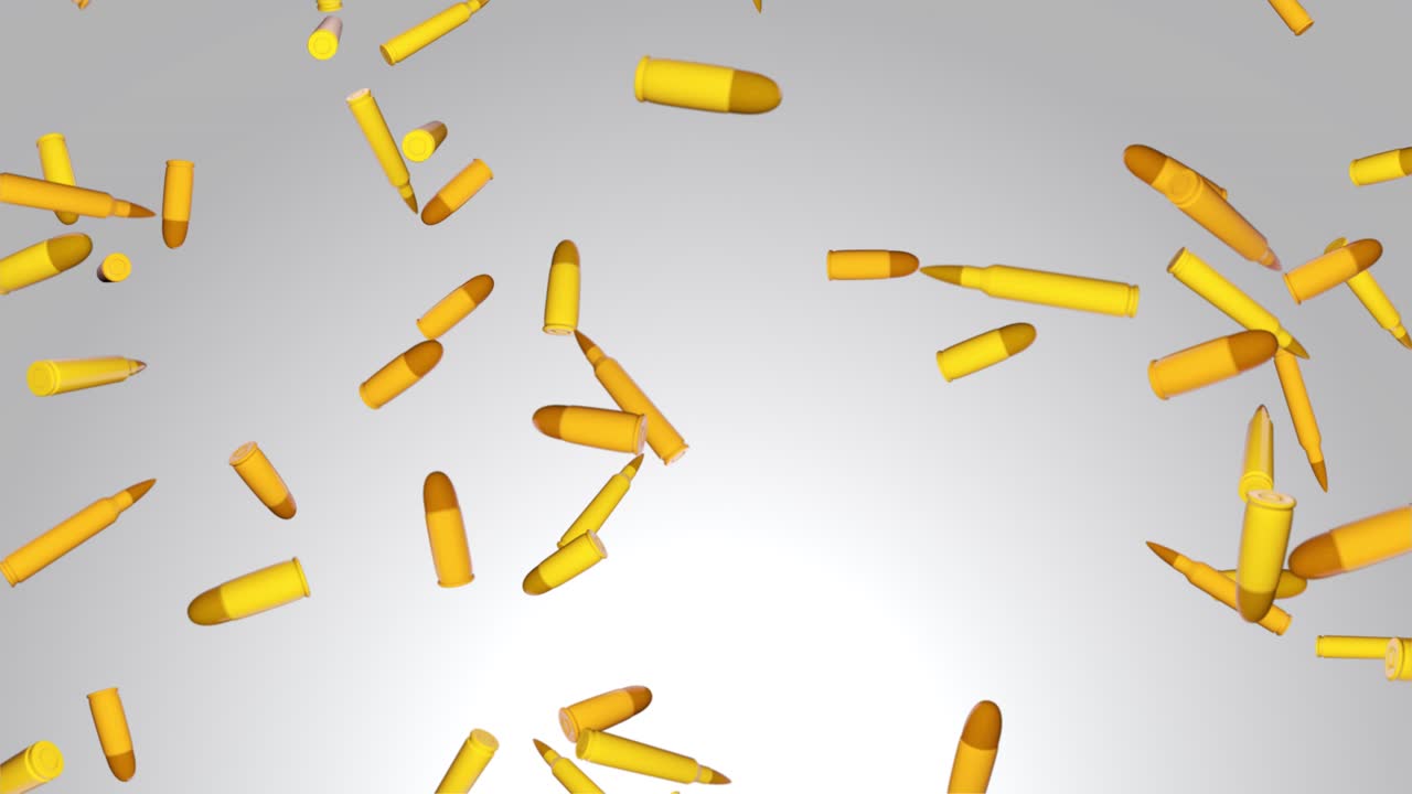 Sniper bullets falling flying in slow motion against green screen ammo ammunition concept of
