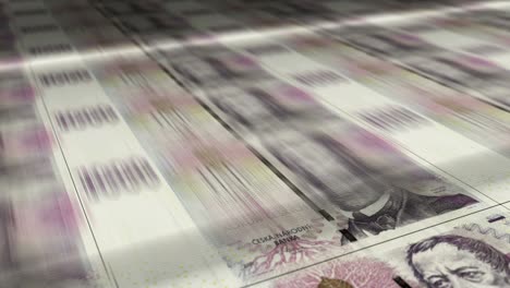 impresión de hojas de dinero en coronas checas en bucle sin costuras