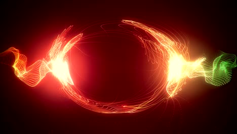 abstract red futuristic sci-fi plasma circular form with energy light strokes