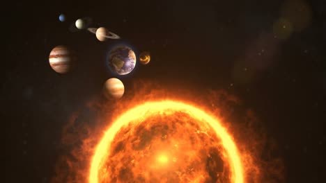 sistema solar con sol y planetas