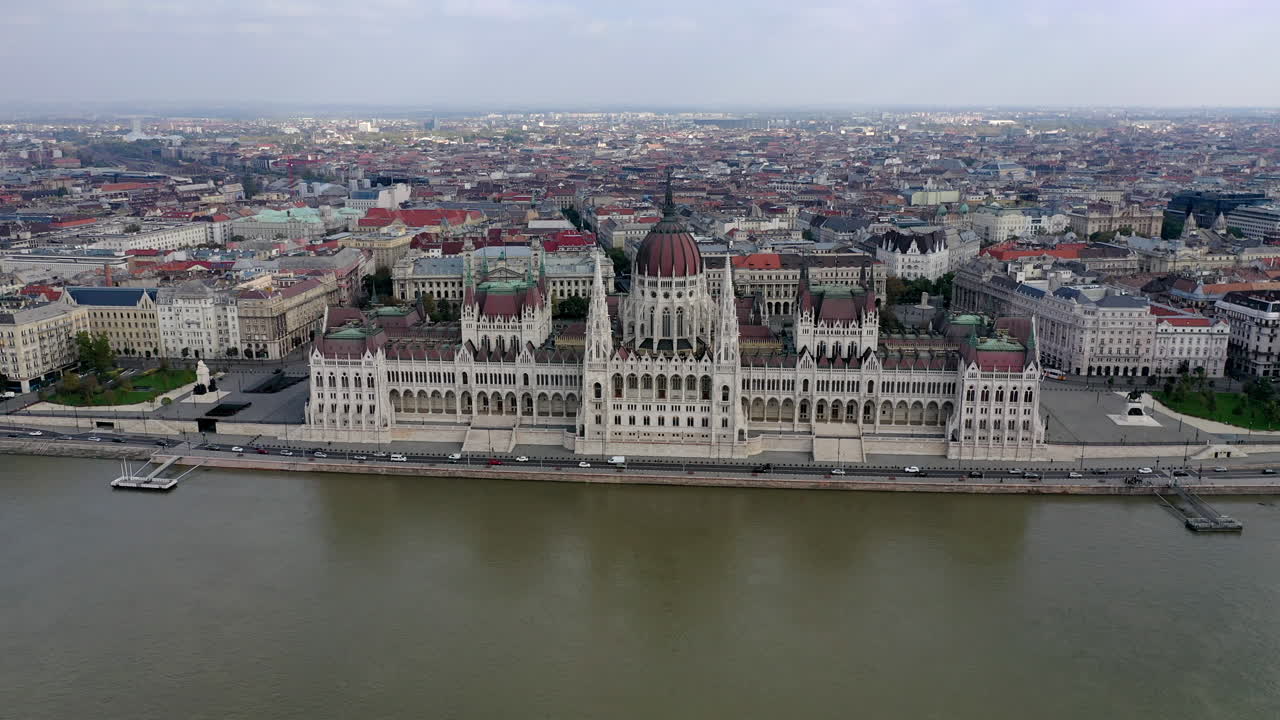 edificio del parlamento en budapest vista de drones, verano