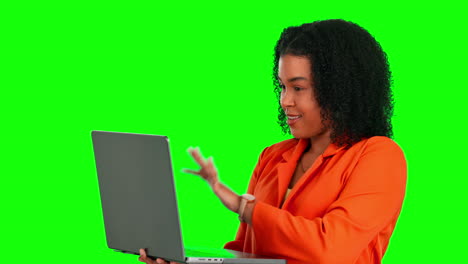 Green-screen-laptop,-happy