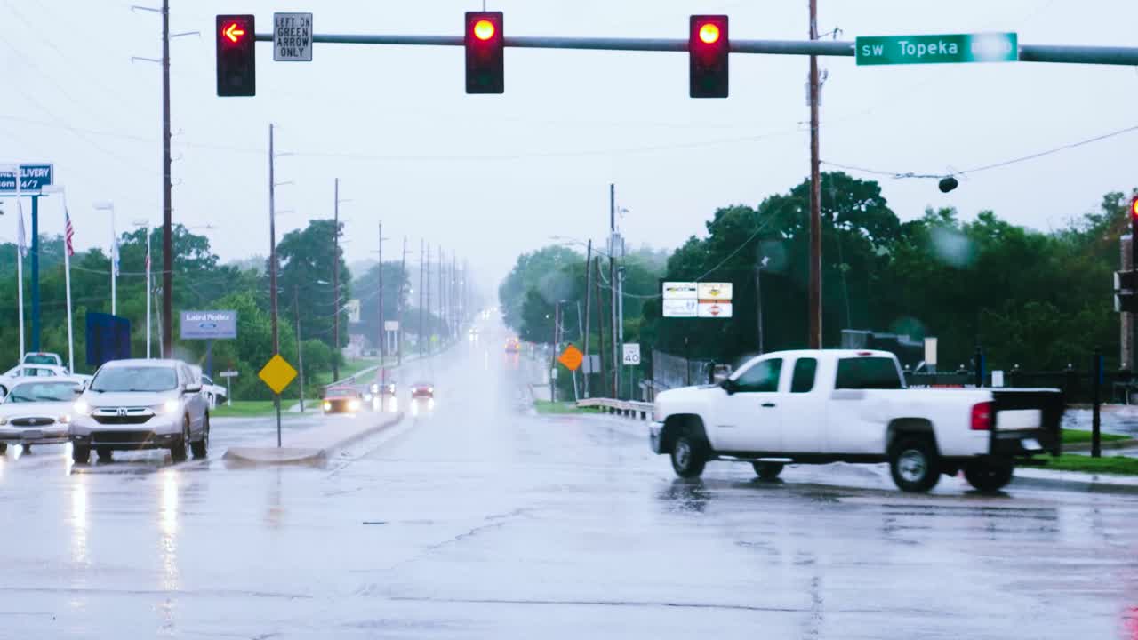 Rainy drive through Topeka, KS.