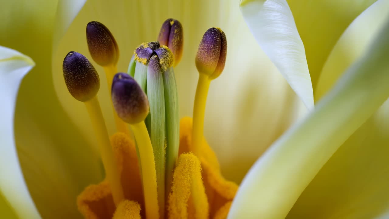 Nærbilde, makroskudd av en gul tulipanblomst