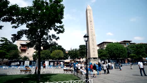 obelisk of theodosius (dikilitas) with hieroglyphs in sultanahmet square, istanbul, turkey. ancient egyptian obelisk in istanbul city