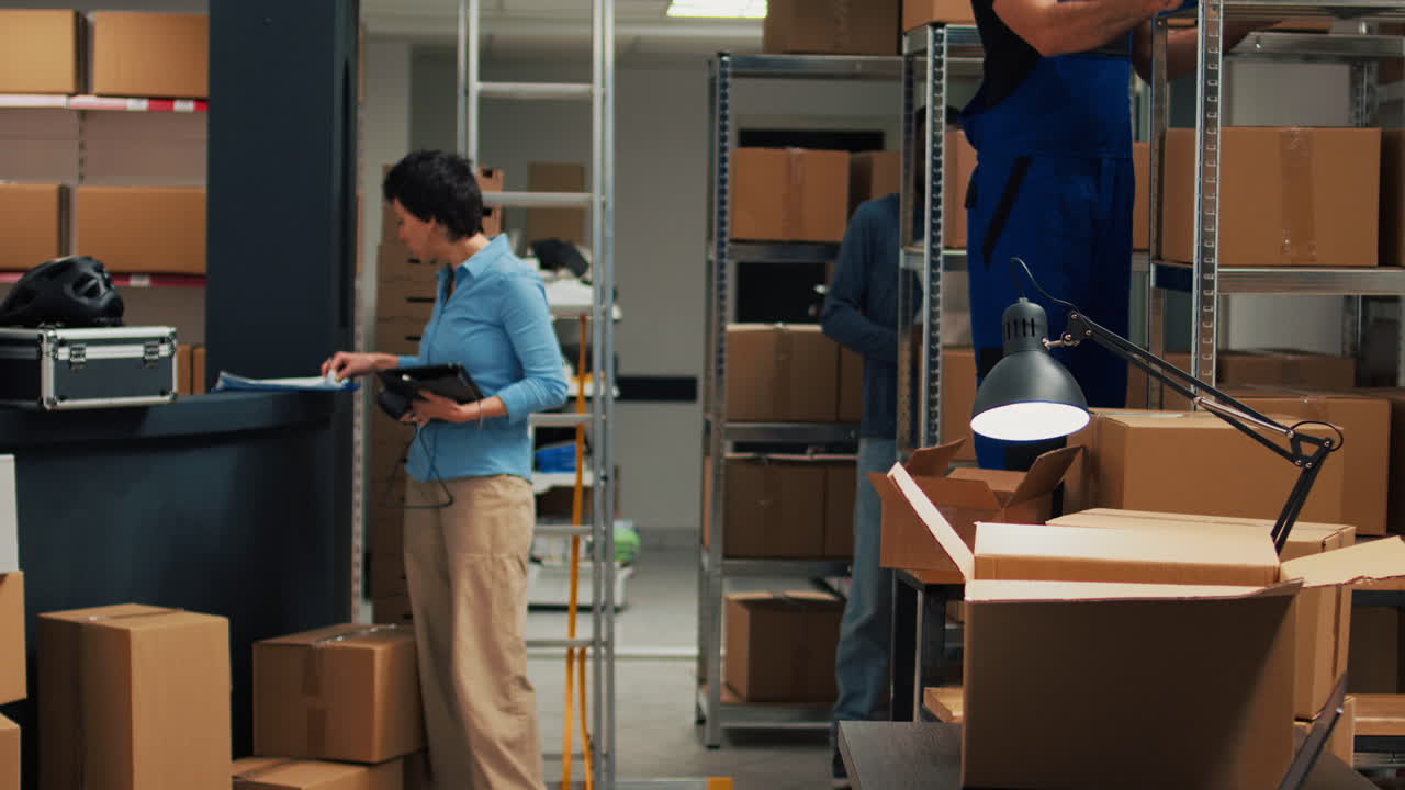 Warehouse workers packing boxes for shipping