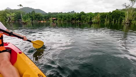 paddling a kayak in krabi's serene canal