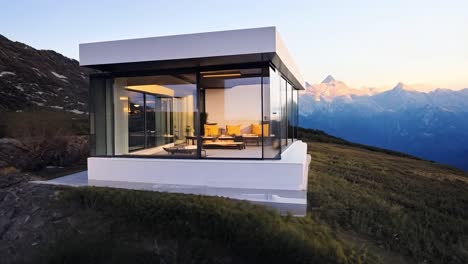 modern glass house on a mountaintop