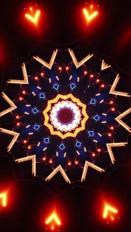 very large star shaped object with many lights on it. kaleidoscope vj loop vertical