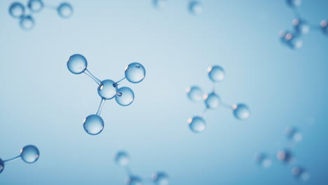 molecules with blue background, 3d rendering.