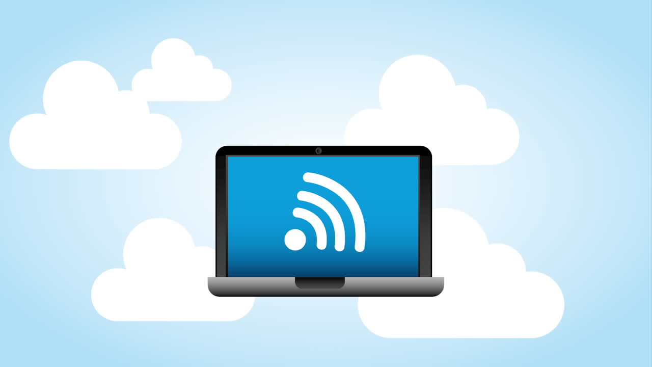 portátil conectado a la nube wifi