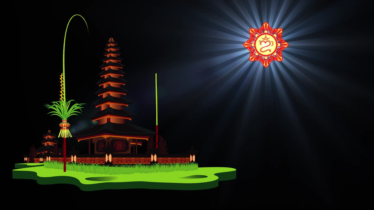 거룩한 ulundanu를 반이는 발리 힌두 사원 검은 배경으로 터 애니메이션 20-30 초 원활한 루프