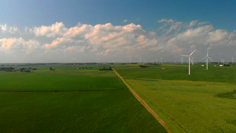 aerial 4k footage of wind turbine for green renewable energy