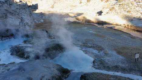 natural hot spring travel destination, hot creek geological site, inyo national forest, tilt down