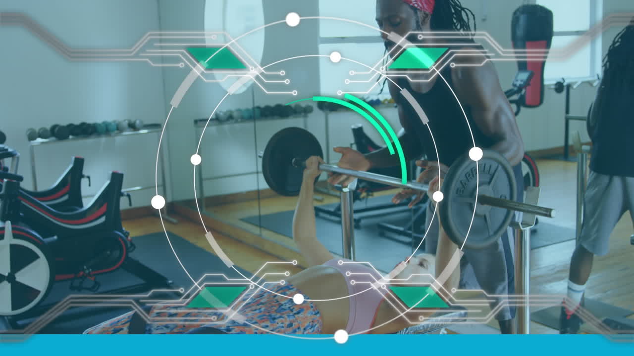 남자 코치 와 함께 웨이트 트레이닝 을 하는 여자 에 대한 스 ⁇  스캐닝