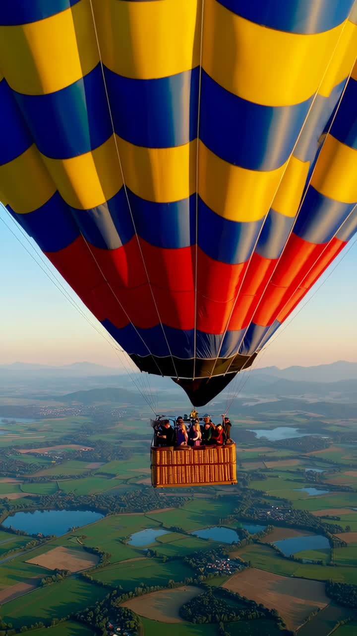 Hot Air Balloon Journey Over Picturesque Landscape