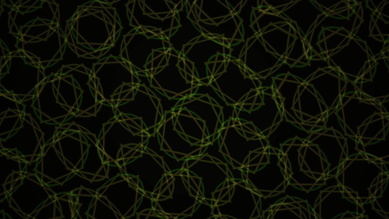 Dynamic Green Geometric Shapes Pattern on Black Background