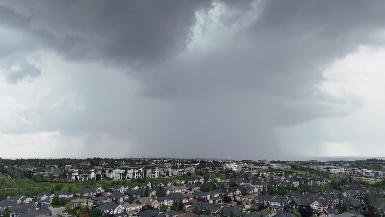 Thunderstorms rolling in over the suburbs of Calgary, Alberta in summer