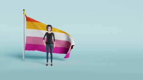 Video-Der-Schwenkenden-Lesbischen-Pride-Flagge-Vor-Weißem-Hintergrund