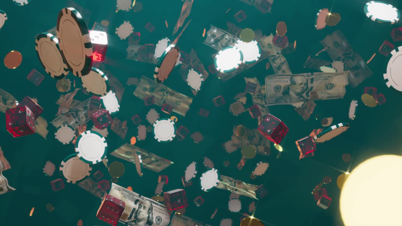 un montón de objetos de casino volando a través