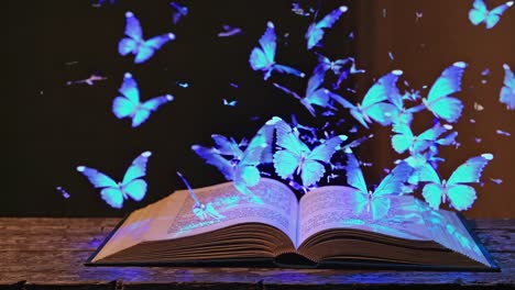 glowing butterflies emerging from an open book