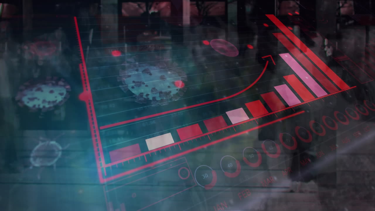 interfaz digital de coronavirus contra las personas que caminan