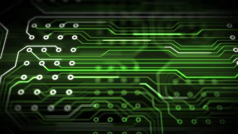tecnología de fondo en bucle verde con placa de circuitos