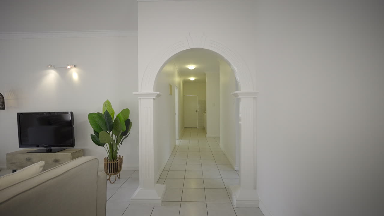 Bright and Minimalist Hallway and Living Room Interior