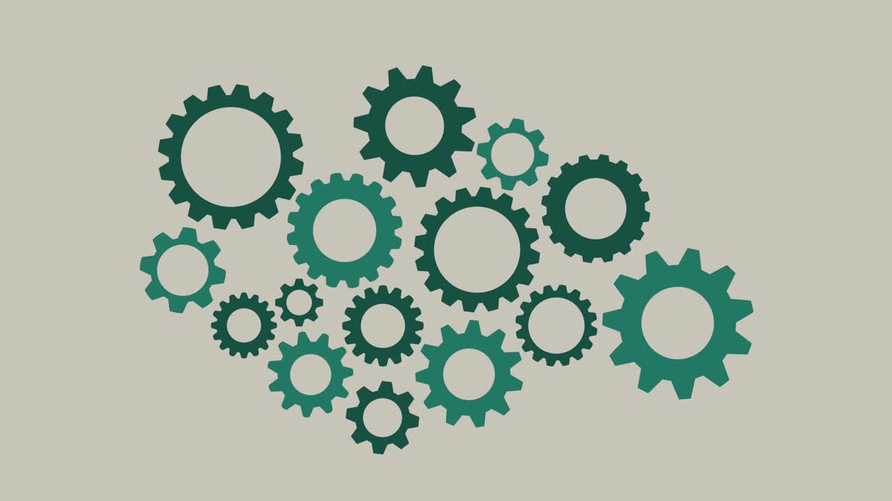 conjunto de ruedas giratorias que representan un mecanismo de organización - animación