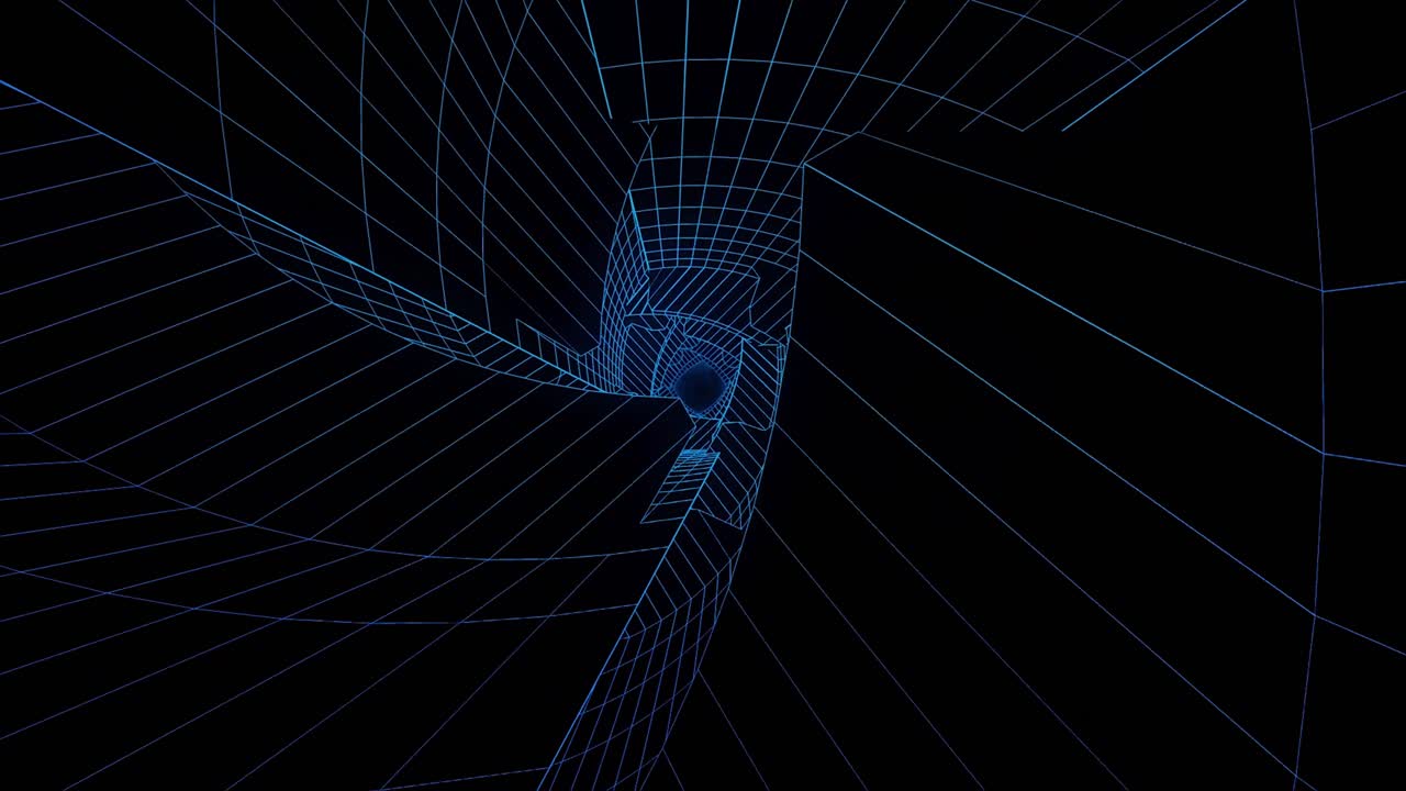 Abstract Blue Spiral Grid Tunnel