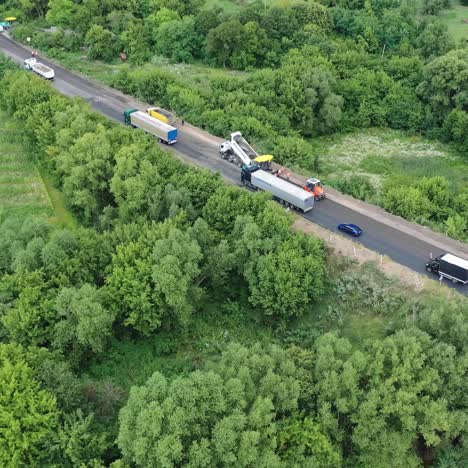 aerial view of laying asphalt