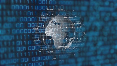 animation of globe and binary code on black background
