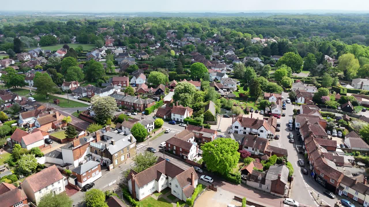 Stock Village centre in Essex UK drone,aerial
