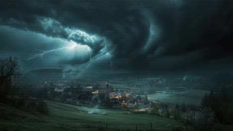Stormy Night over a Village