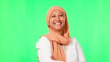 pantalla verde, musulmán y mujer en hijab