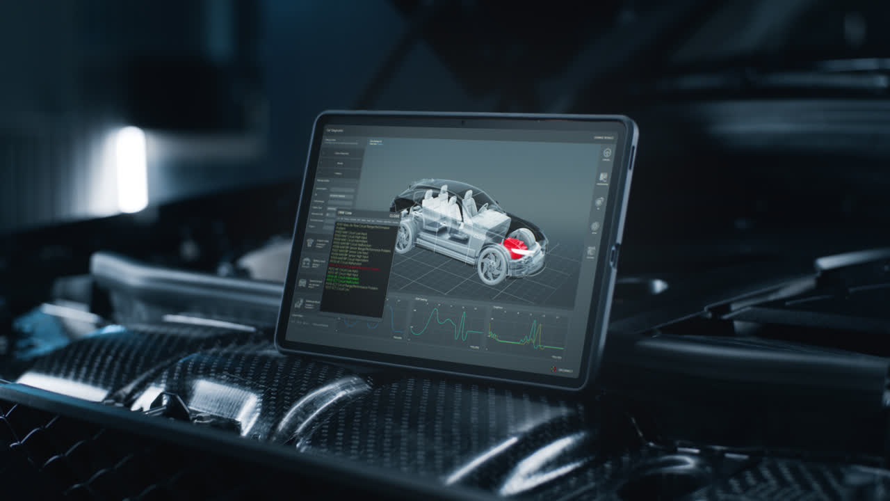 Car diagnostics using tablet in engine bay