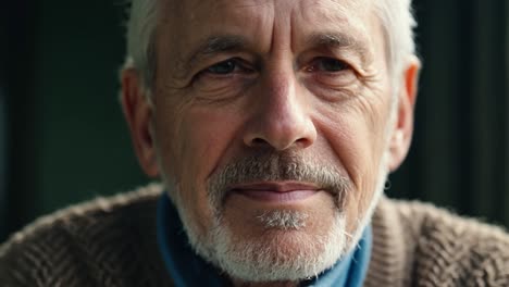 close-up portrait of a senior man with a beard and white hair